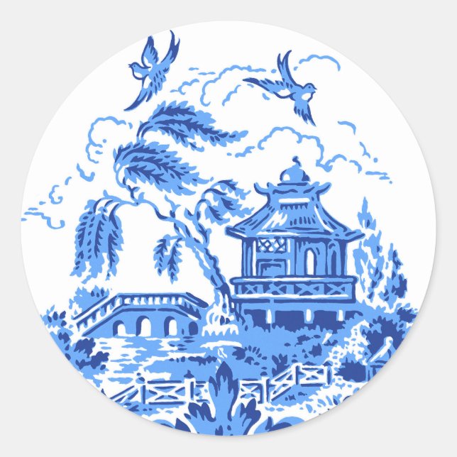Blue & White China Blue Willow Stickers (Front)