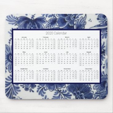 Blue White China Floral Pottery 2020 Calendar Mouse Pad Blue White China Floral Pottery 2020 Calendar Mouse Pad