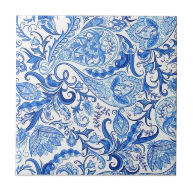 Blue White China Porcelain Pattern #101A Ceramic Tile (Front)