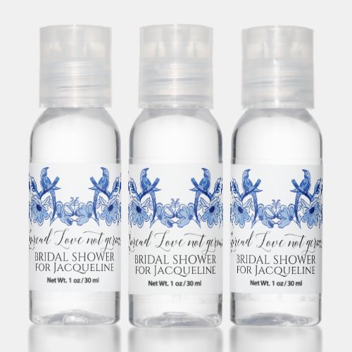 Blue White Chinese Bird Floral Hand Sanitizer