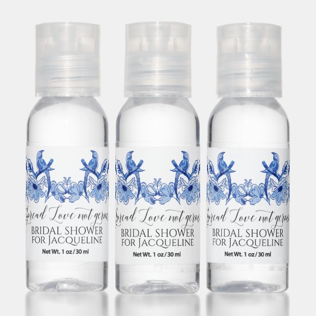 Blue White Chinese Bird Floral Hand Sanitizer (Set)