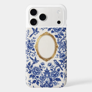 Blue White Chinoiserie Birds Peony Personalized iPhone 17 Pro Max Case