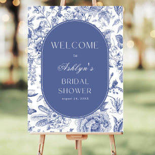 Blue White Chinoiserie Bridal Shower Welcome Sign