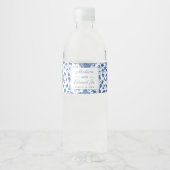 Blue & White Chinoiserie Chic Bridal Shower Party Water Bottle Label (Front)