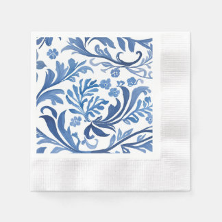 Blue White Chinoiserie Floral Botanical Napkins