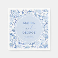 Blue White Chinoiserie Floral Coastal Wedding