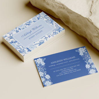 Blue White Chinoiserie Floral Event Stylist Business Card by BlueBunnyStudio at Zazzle