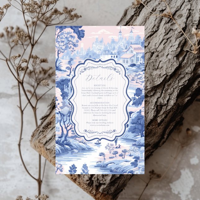 Blue White Chinoiserie Floral Porcelain Wedding Enclosure Card (Creator Uploaded)