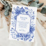 Blue White Chinoiserie Floral Porcelain Wedding Thank You Card