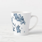 Blue White Chinoiserie Floral Stylish Monogram Latte Mug (Right)