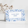 Blue White Chinoiserie Floral Wedding Seating Place Card