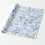 Blue White Chinoiserie Flowers Birds Porcelain Wrapping Paper<br><div class="desc">This chinoiserie-inspired design features elegant birds and botanical florals and greenery in delft blue and white.</div>