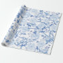 Blue White Chinoiserie Flowers Birds Porcelain Wrapping Paper