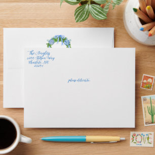 Blue & White Chinoiserie Greenery, Grandmillenial Envelope