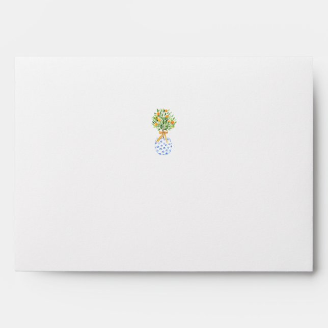 Blue White Chinoiserie Personalized Stationery Envelope (Front)
