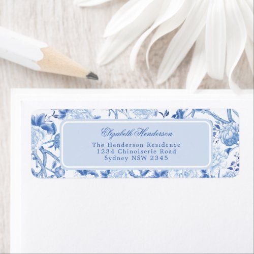 Blue White Chinoiserie Porcelain Return Address Label