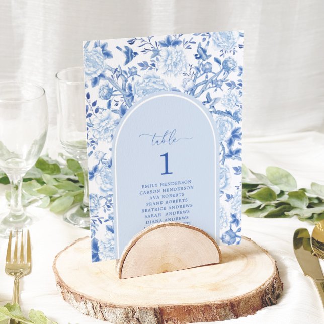 Blue White Chinoiserie Seating Chart Table Number (Creator Uploaded)