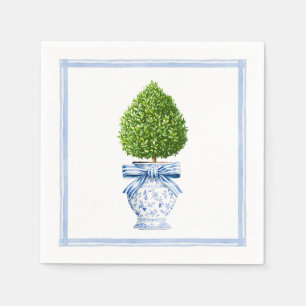 Blue & White Chinoiserie Topiary Napkins