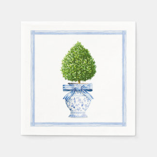 Blue & White Chinoiserie Topiary Napkins