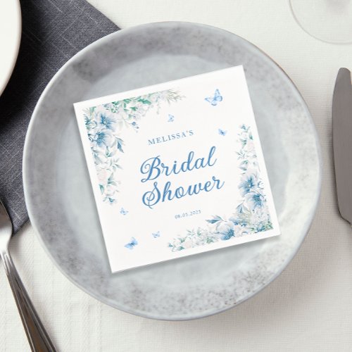 Blue  White Chinoiserie Watercolor Bridal Shower Napkins