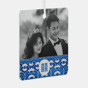 Blue & white Chinoiserie -wedding Metal Ornament