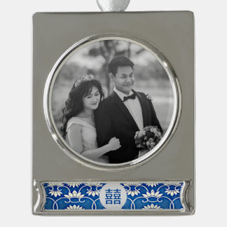 Blue & white Chinoiserie -wedding Silver Plated Banner Ornament