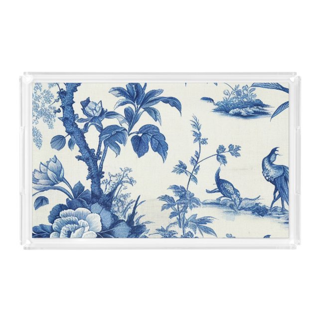 Blue & White Chinoiseries  Acrylic Tray (Front)