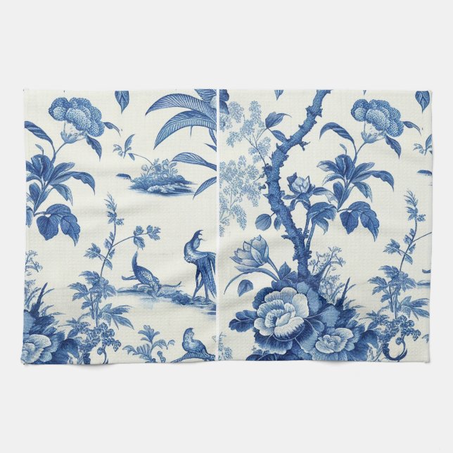 Blue & White Chinoiseries  Kitchen Towel (Horizontal)