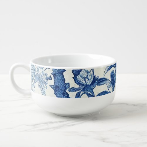 Blue  White Chinoiseries  Soup Mug