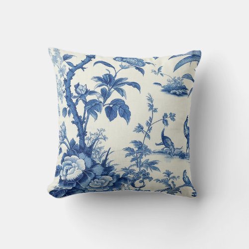 Blue  White Chinoiseries  Throw Pillow