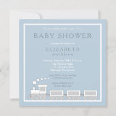 Blue | White Choo Choo Train Boy Baby Shower Invitation (Front)