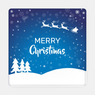 Blue White Christmas Coaster Set