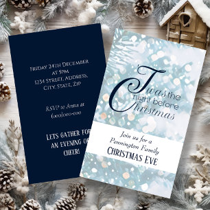 Blue & White Christmas Eve Party Mini Invitation