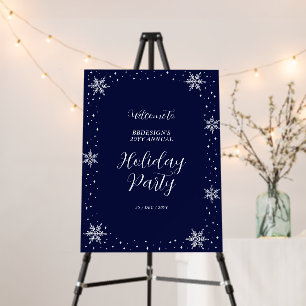 Blue & White Christmas Holiday Party Welcome Foam Board