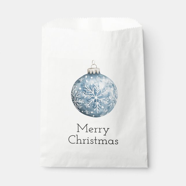 Blue White Christmas Snowflakes Ornaments Favor Bag (Front)