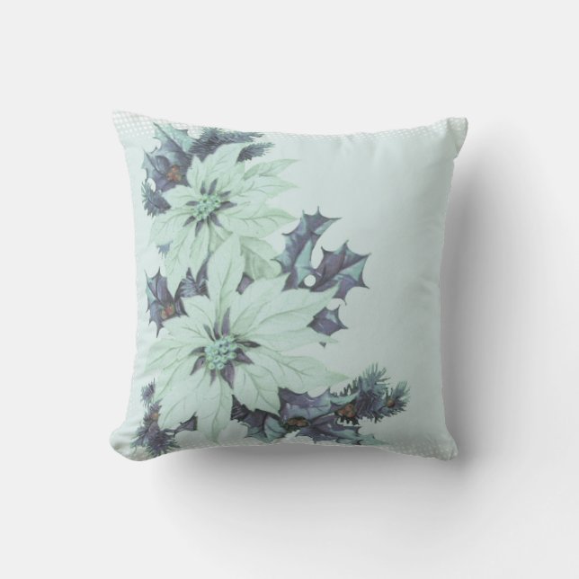 Blue & White Christmas Throw Pillow (Front)