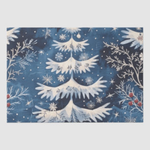 Blue White Christmas Tree Holiday Tissue Paper
