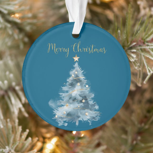 Blue White Christmas Trees Ornament (Tree)