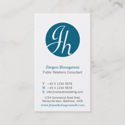 Blue  white circle initial modern business card