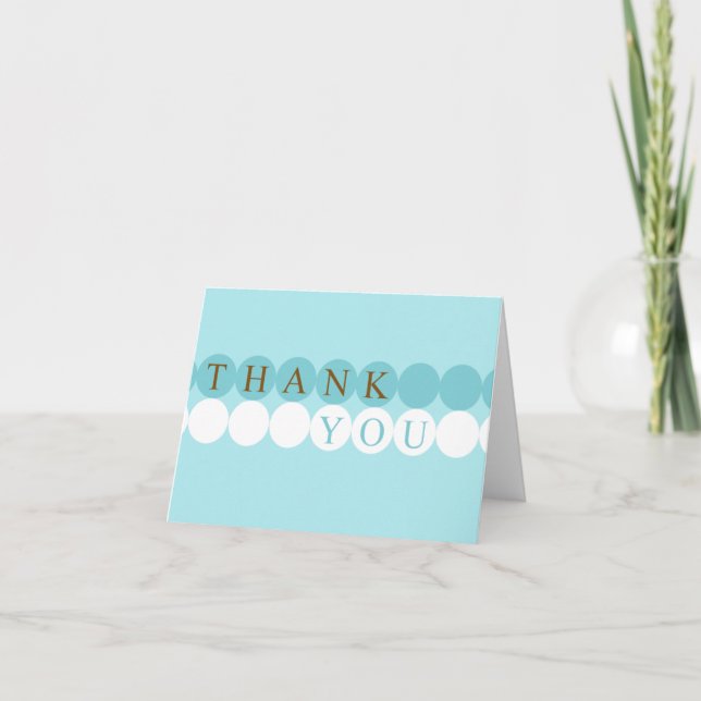 Blue & White Circles Thank You Card (Front)