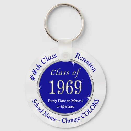 Blue White Class of 1969 Class Reunion Keychains