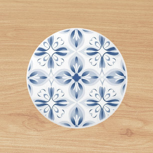 Blue white classic floral pattern ceramic knob