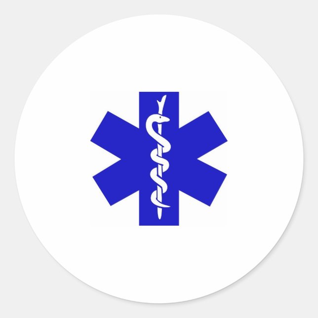     blue & white classic round sticker (Front)