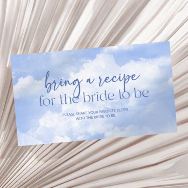 Blue White Clouds Bridal Shower Bring A Recipe Enclosure Card (Creator Uploaded)