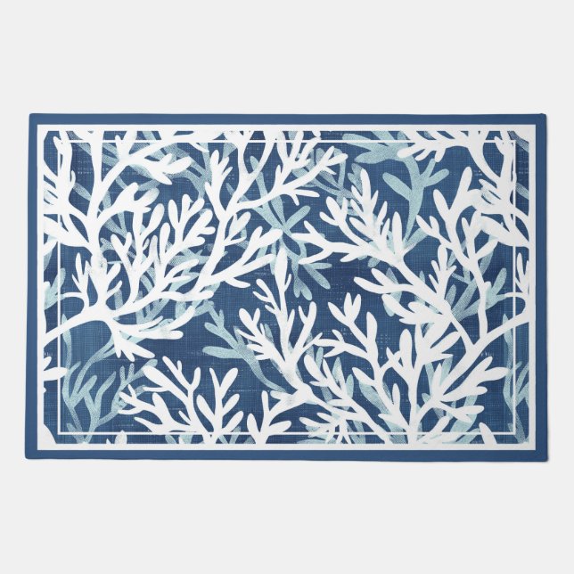Blue White Coastal Doormat (Front)