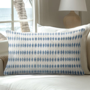 Blue & White Coastal Geometric Pattern Lumbar Pillow