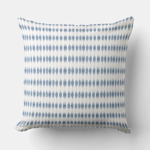 Blue  White Coastal Geometric Pattern Throw Pillow