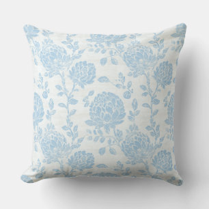 Blue White Coastal Grandmother Throw Pillow