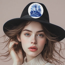 Blue White Coastal Lighthouse Inspired by Toile Patch