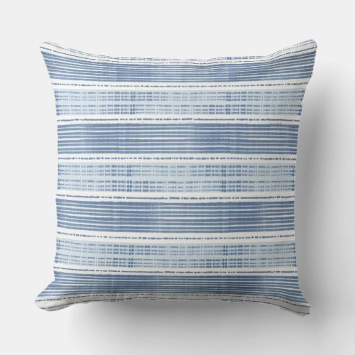 Blue  White Coastal Line Pattern Throw Pillow